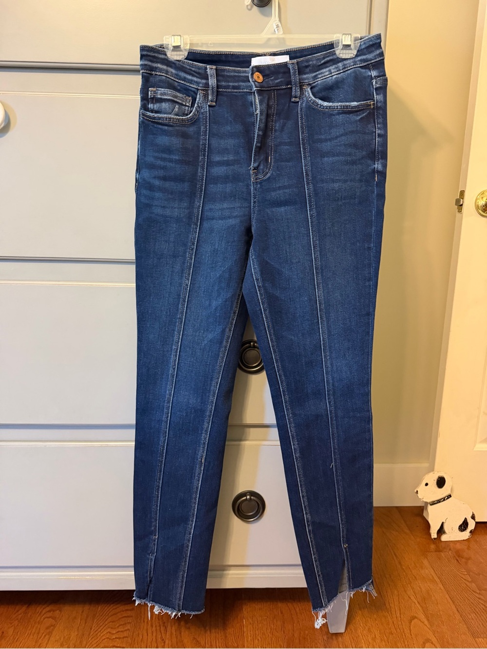 Front-Seam Skinny Jeans in Indigo Blue